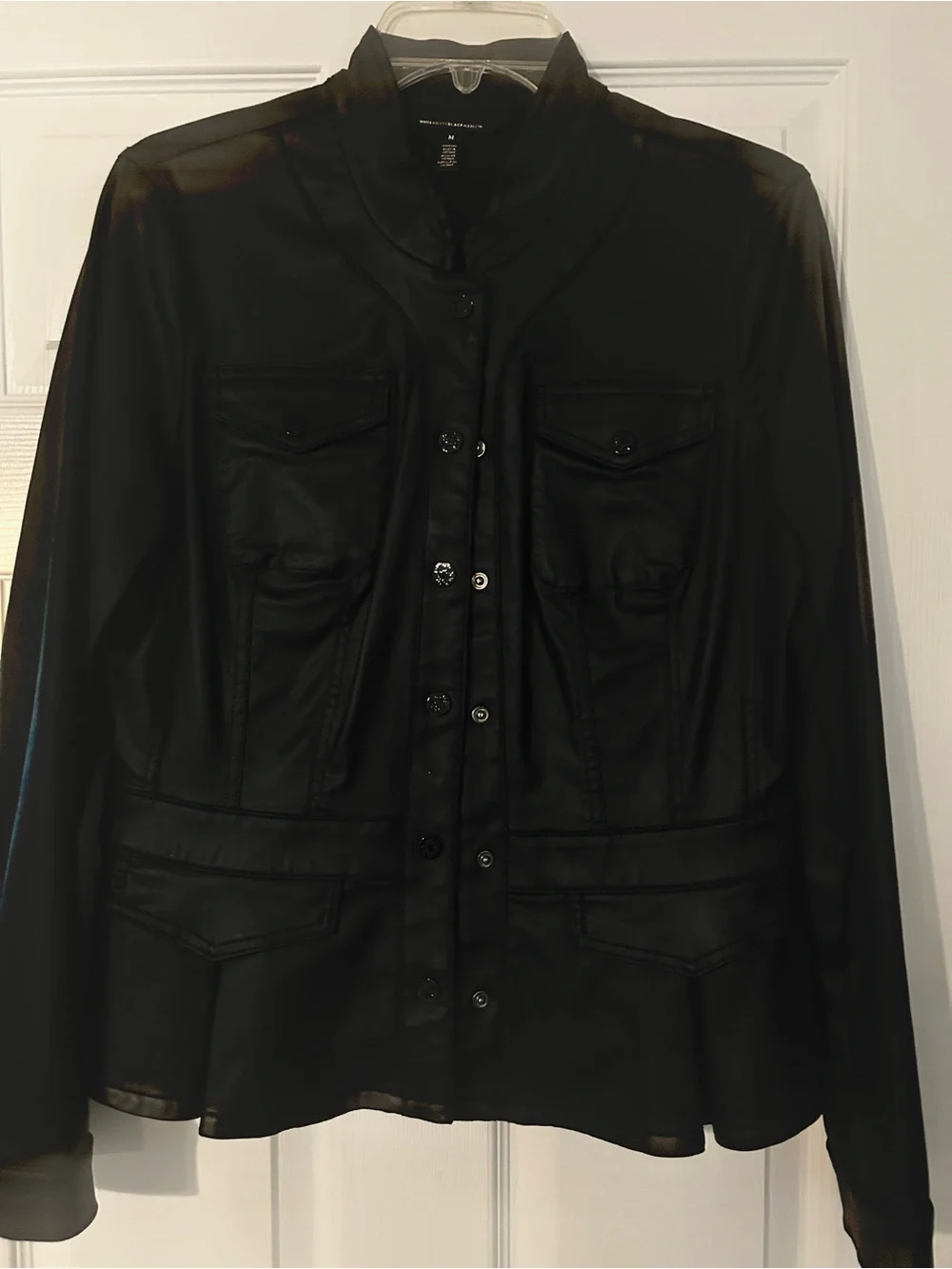 Black Glazed Twill Snap-Front Jacket - Women - Picture 1 of 4